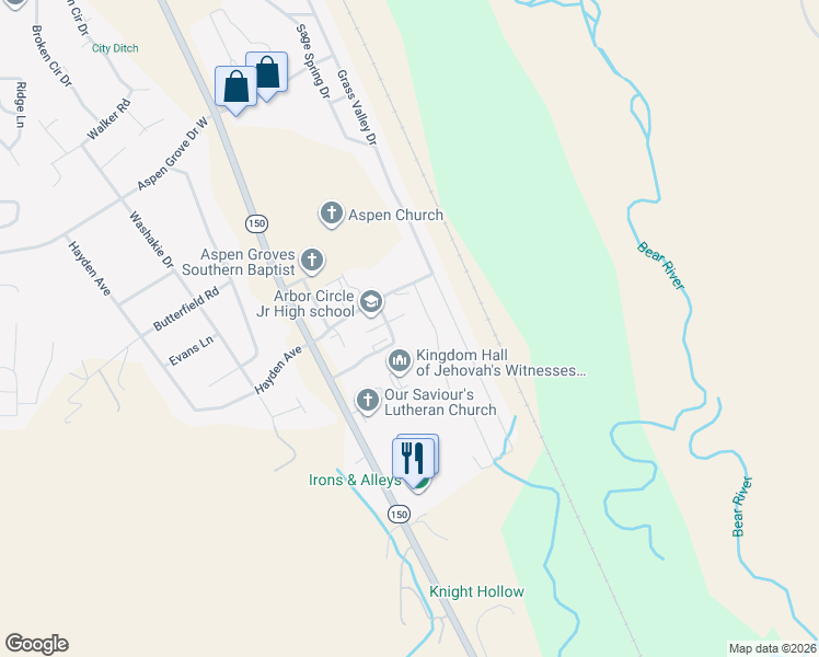 map of restaurants, bars, coffee shops, grocery stores, and more near 240 South Valley Drive in Evanston