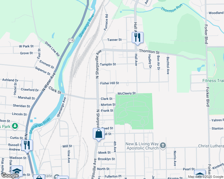 map of restaurants, bars, coffee shops, grocery stores, and more near 910 Saunders Avenue in Sharon