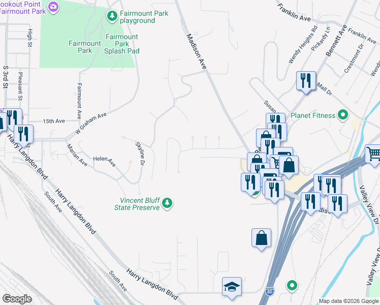 map of restaurants, bars, coffee shops, grocery stores, and more near 534 Lori Lane in Council Bluffs