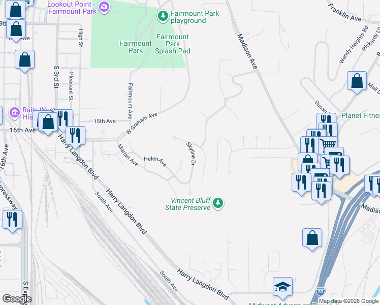 map of restaurants, bars, coffee shops, grocery stores, and more near 3 Royal Road in Council Bluffs