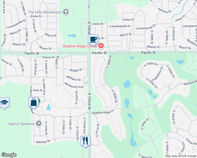 map of restaurants, bars, coffee shops, grocery stores, and more near 1411 South 190th Plaza in Omaha