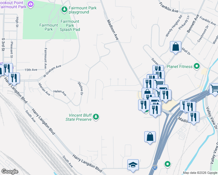 map of restaurants, bars, coffee shops, grocery stores, and more near 534 Lori Lane in Council Bluffs