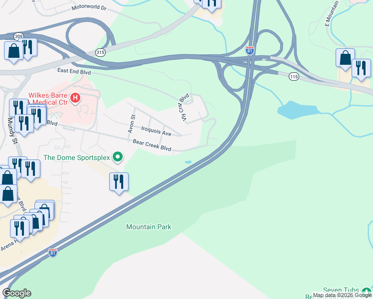 map of restaurants, bars, coffee shops, grocery stores, and more near 249 Iroquois Ave in Plains