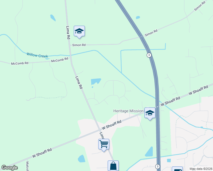map of restaurants, bars, coffee shops, grocery stores, and more near 2000 West Shoaff Road in Huntertown