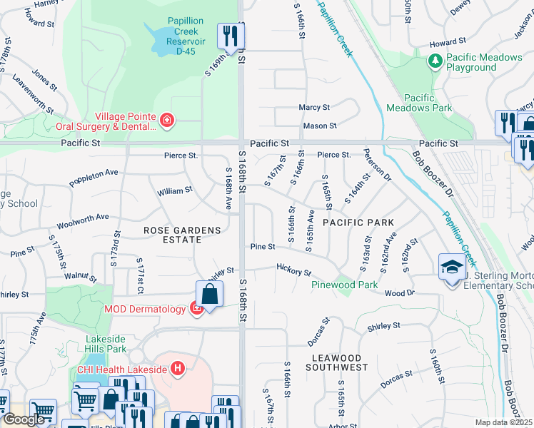 map of restaurants, bars, coffee shops, grocery stores, and more near 1406 South 167th Street in Omaha