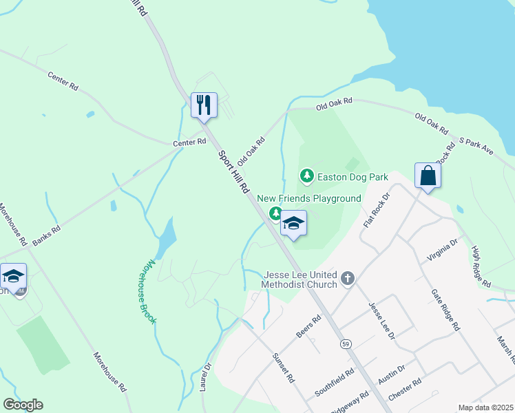 map of restaurants, bars, coffee shops, grocery stores, and more near 360 Sport Hill Road in Easton