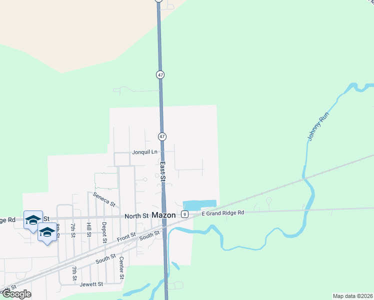 map of restaurants, bars, coffee shops, grocery stores, and more near 804 Commercial Drive in Mazon