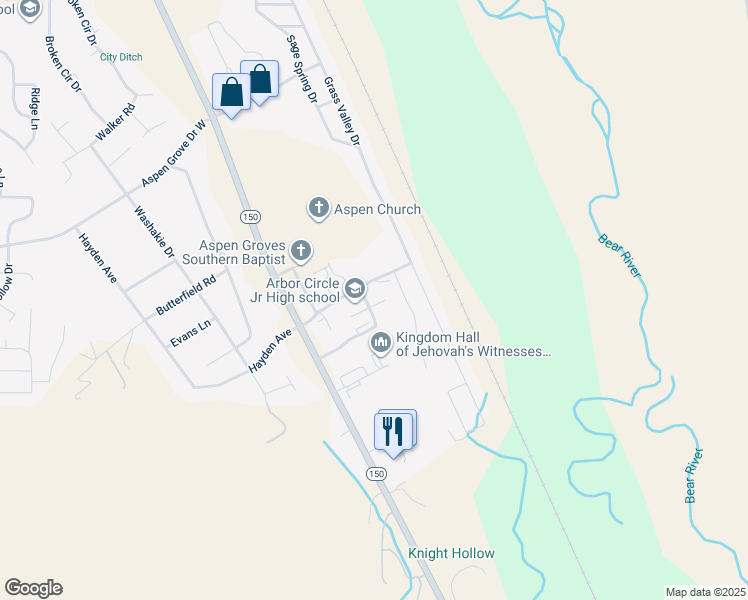 map of restaurants, bars, coffee shops, grocery stores, and more near 240 South Valley Drive in Evanston