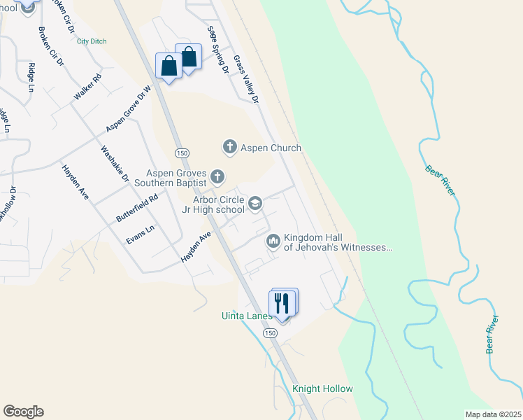 map of restaurants, bars, coffee shops, grocery stores, and more near 240 South Valley Drive in Evanston