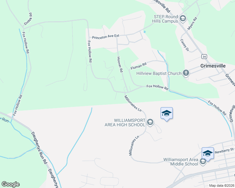 map of restaurants, bars, coffee shops, grocery stores, and more near 1513 Fox Hollow Road in Williamsport