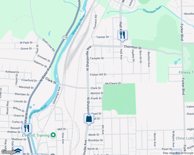 map of restaurants, bars, coffee shops, grocery stores, and more near 910 Saunders Avenue in Sharon