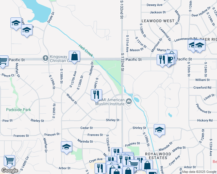 map of restaurants, bars, coffee shops, grocery stores, and more near 1424 South 133rd Street in Omaha