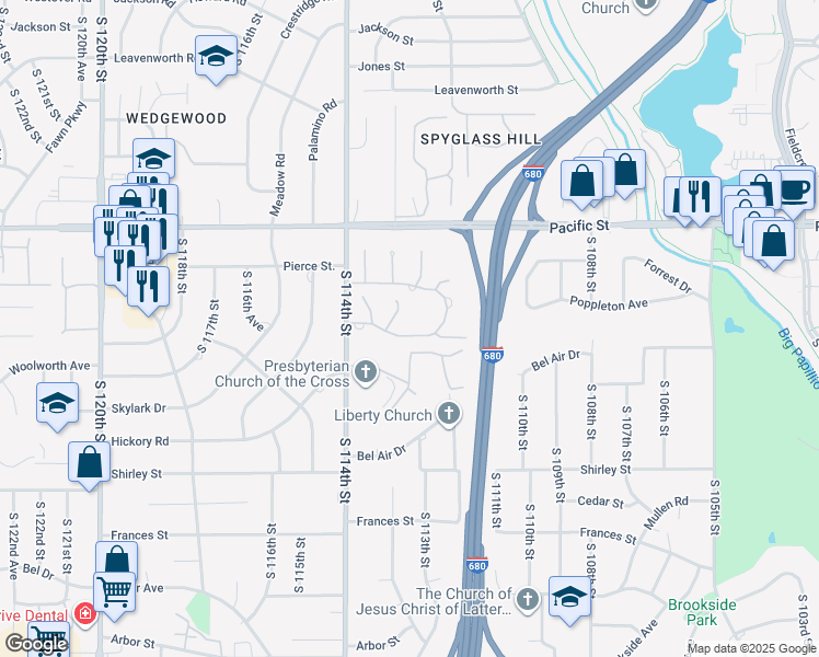 map of restaurants, bars, coffee shops, grocery stores, and more near 11216 William Plaza in Omaha
