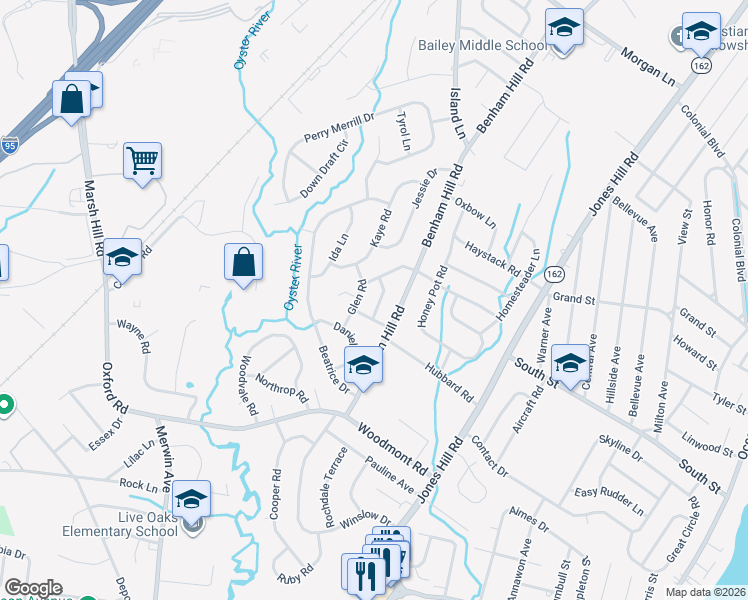map of restaurants, bars, coffee shops, grocery stores, and more near 11 Gertrude Lane in West Haven