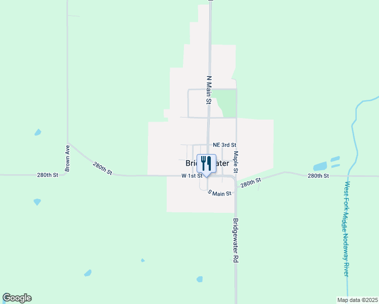 map of restaurants, bars, coffee shops, grocery stores, and more near 207 Northwest 2nd Street in Bridgewater