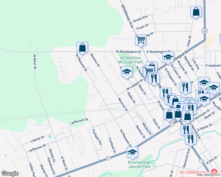map of restaurants, bars, coffee shops, grocery stores, and more near 81 Newton Street in Norwalk