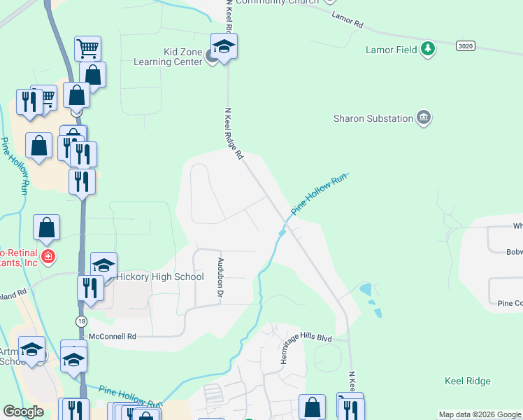 map of restaurants, bars, coffee shops, grocery stores, and more near 905 North Keel Ridge Road in Hermitage