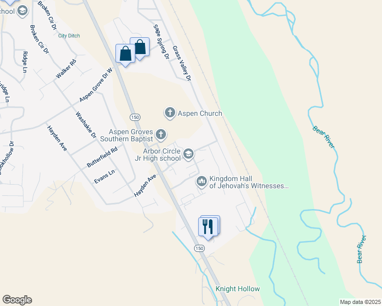map of restaurants, bars, coffee shops, grocery stores, and more near 240 South Valley Drive in Evanston