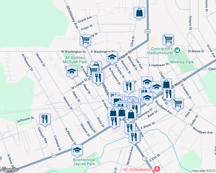 map of restaurants, bars, coffee shops, grocery stores, and more near 99 Whittlesey Avenue in Norwalk