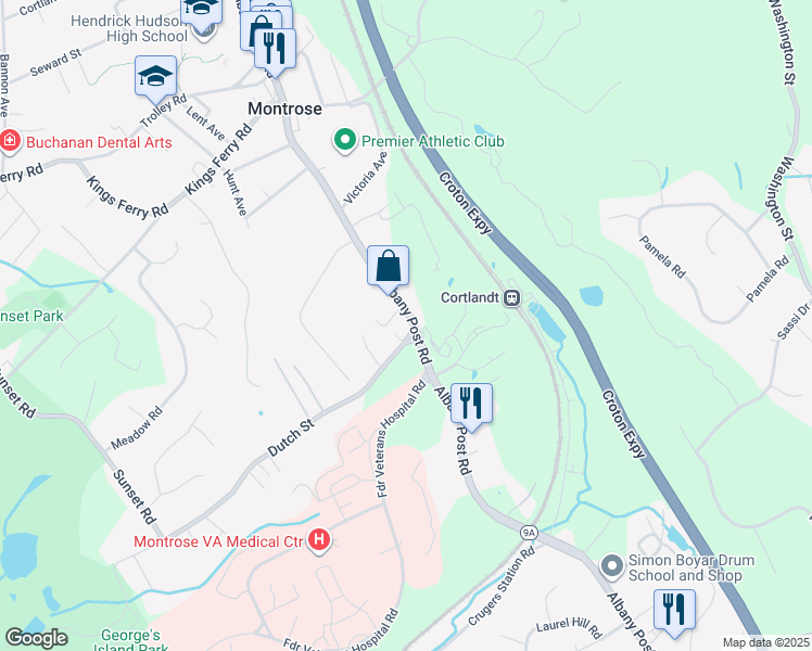 map of restaurants, bars, coffee shops, grocery stores, and more near 9 Dutch Street in Montrose