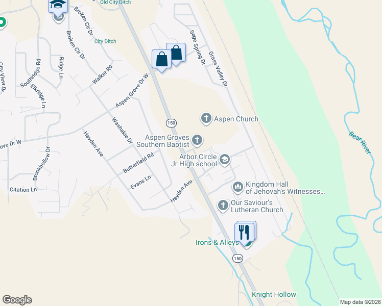 map of restaurants, bars, coffee shops, grocery stores, and more near 144 Silver Sage Drive in Evanston