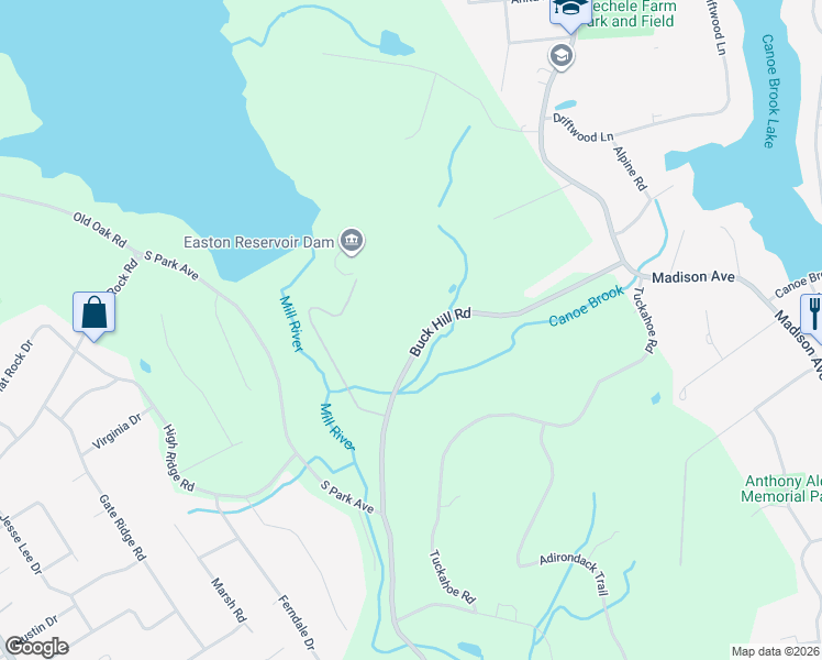 map of restaurants, bars, coffee shops, grocery stores, and more near 73 Buck Hill Road in Easton