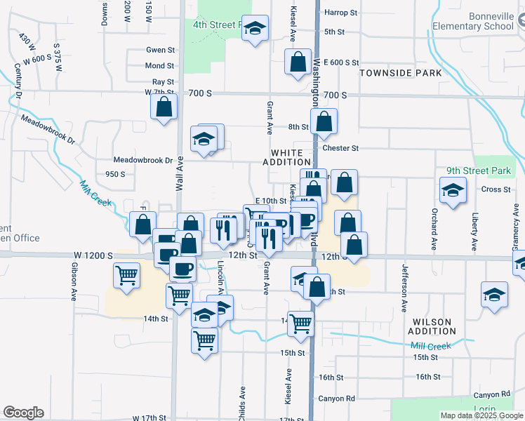 map of restaurants, bars, coffee shops, grocery stores, and more near 952 Childs Avenue in Ogden