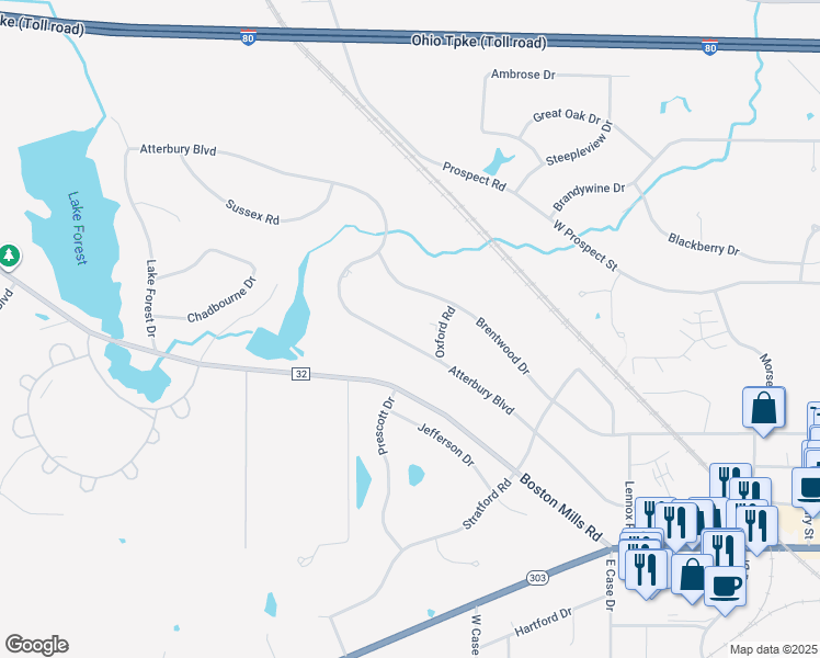 map of restaurants, bars, coffee shops, grocery stores, and more near 286 Brentwood Drive in Hudson