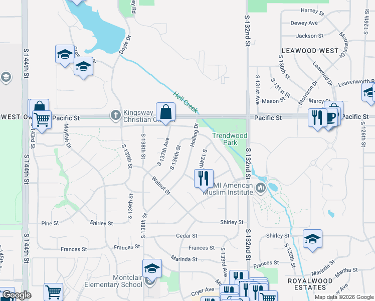map of restaurants, bars, coffee shops, grocery stores, and more near 1307 South 136th Street in Omaha