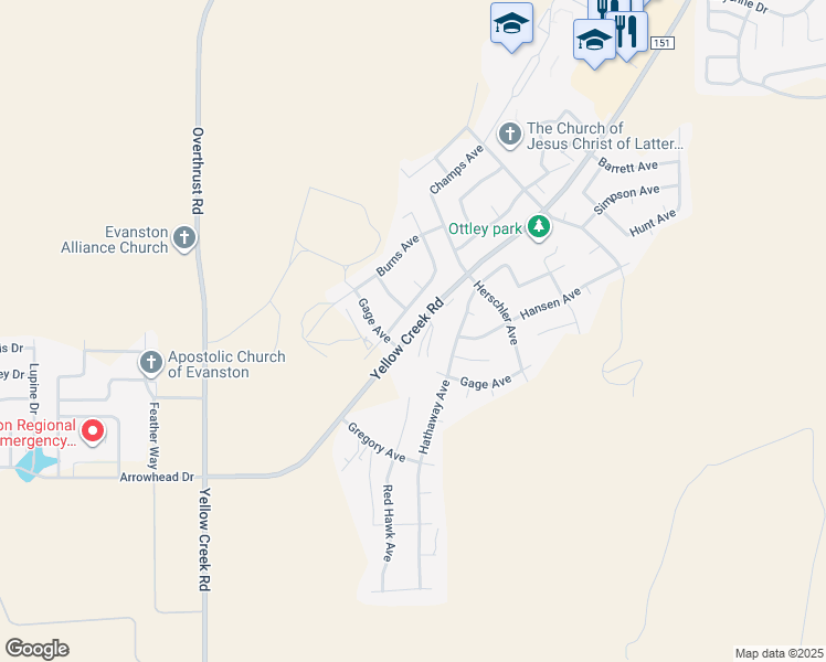 map of restaurants, bars, coffee shops, grocery stores, and more near 314-390 Yellow Creek Rd in Evanston