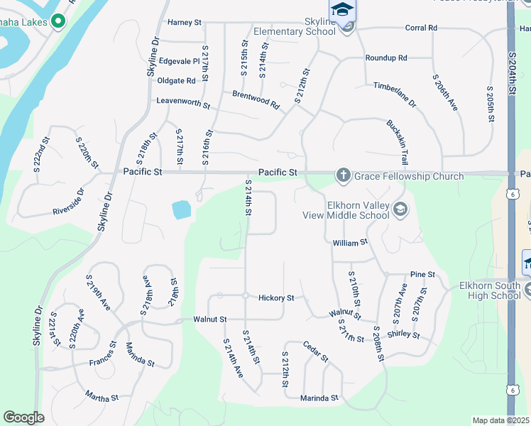 map of restaurants, bars, coffee shops, grocery stores, and more near 1210 Ranch View Lane in Omaha