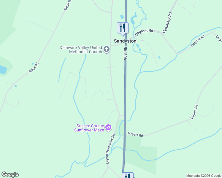 map of restaurants, bars, coffee shops, grocery stores, and more near 115 County Road 645 in Sandyston