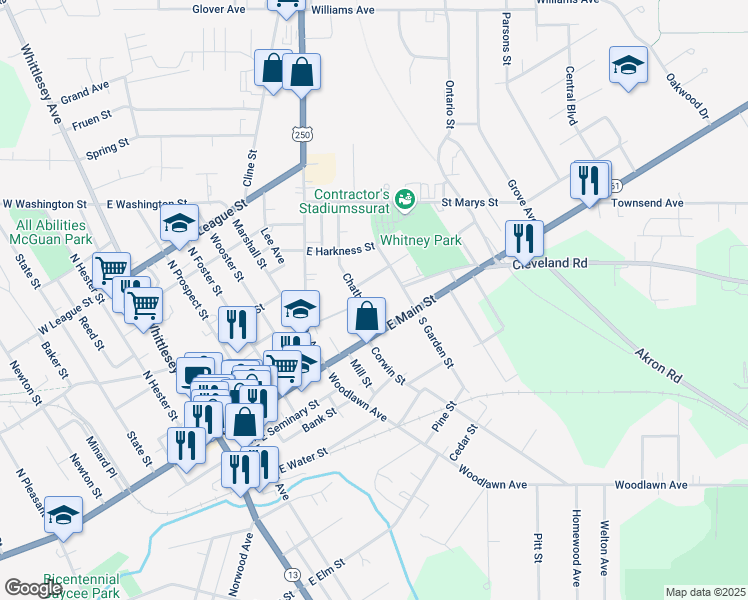 map of restaurants, bars, coffee shops, grocery stores, and more near 14 Chatham Street in Norwalk