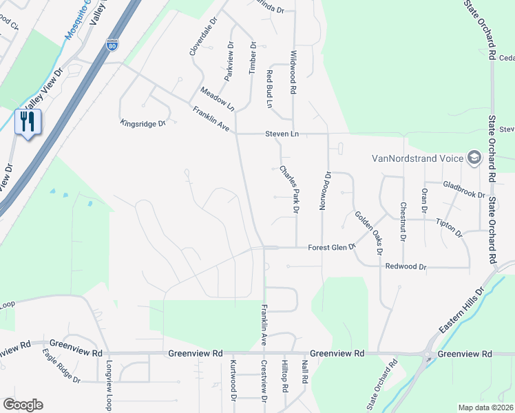 map of restaurants, bars, coffee shops, grocery stores, and more near 2804 Franklin Avenue in Council Bluffs