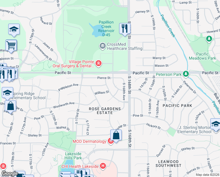 map of restaurants, bars, coffee shops, grocery stores, and more near 1309 South 169th Avenue in Omaha