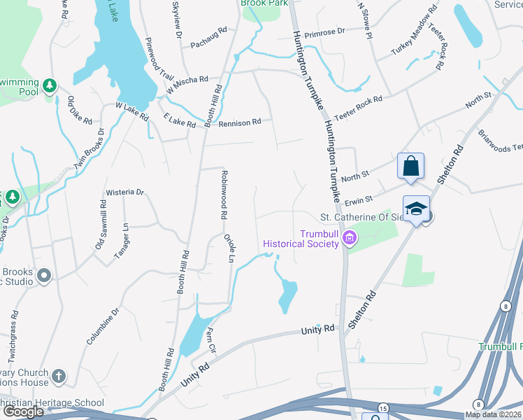 map of restaurants, bars, coffee shops, grocery stores, and more near 36 Cornfield Road in Trumbull