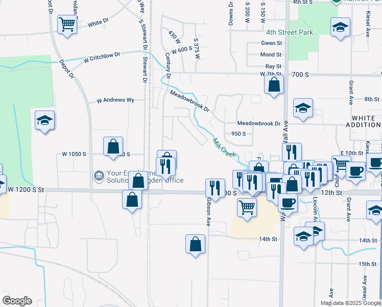 map of restaurants, bars, coffee shops, grocery stores, and more near 60 Century Drive in Ogden