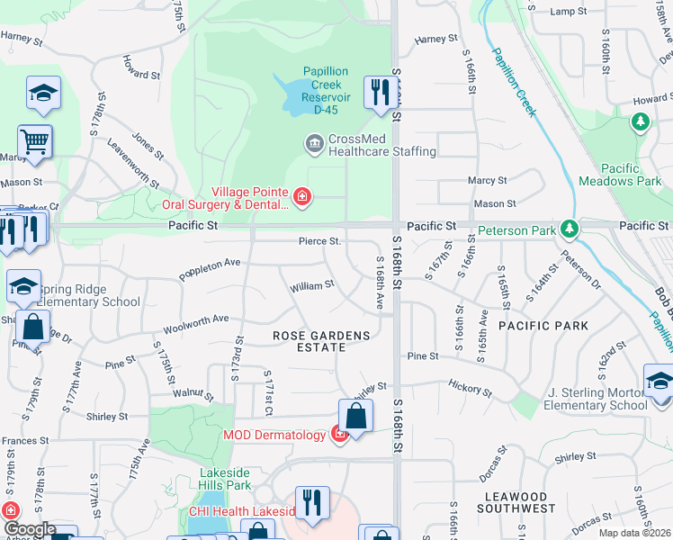 map of restaurants, bars, coffee shops, grocery stores, and more near 1309 South 169th Avenue in Omaha