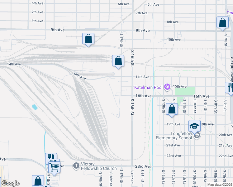 map of restaurants, bars, coffee shops, grocery stores, and more near 1716 16th Avenue in Council Bluffs