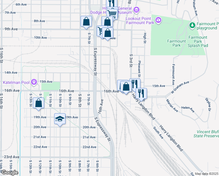 map of restaurants, bars, coffee shops, grocery stores, and more near 1512 South Main Street in Council Bluffs