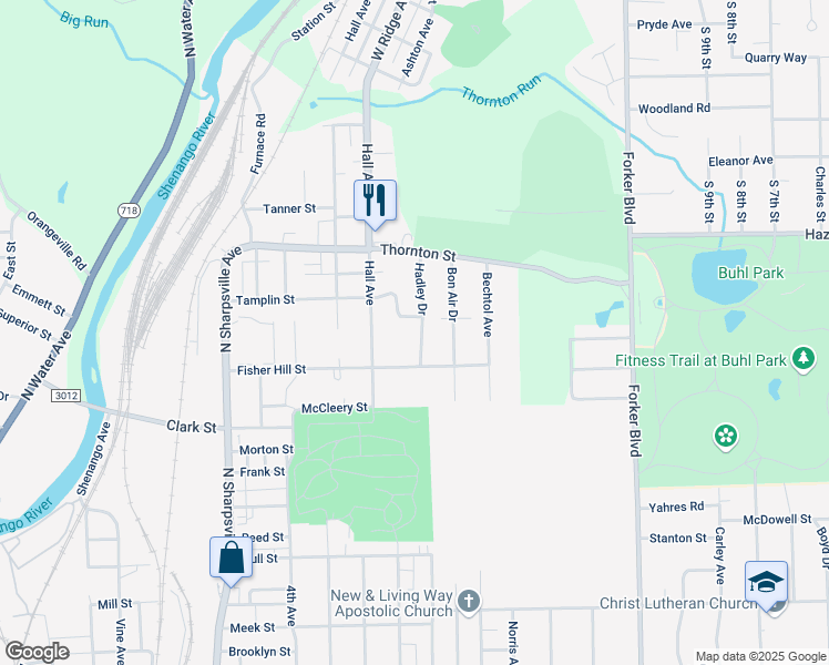 map of restaurants, bars, coffee shops, grocery stores, and more near 1007 Hadley Drive in Sharon