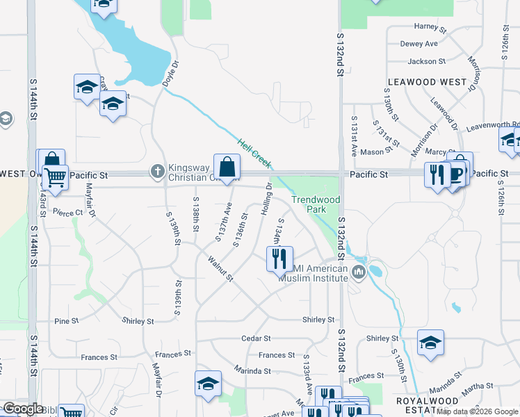 map of restaurants, bars, coffee shops, grocery stores, and more near 1307 South 136th Street in Omaha
