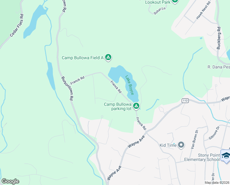 map of restaurants, bars, coffee shops, grocery stores, and more near 30 Franck Road in Stony Point
