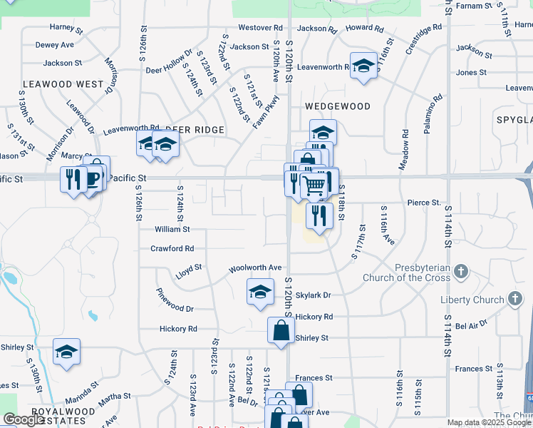 map of restaurants, bars, coffee shops, grocery stores, and more near 1231 South 121st Plaza in Omaha