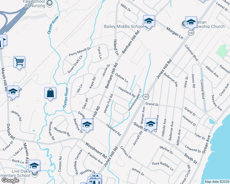 map of restaurants, bars, coffee shops, grocery stores, and more near 99 Honey Pot Road in West Haven