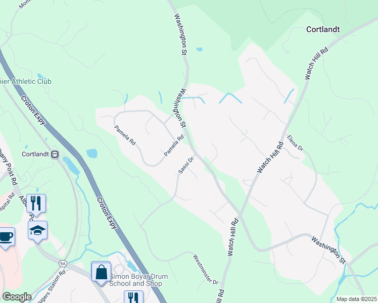 map of restaurants, bars, coffee shops, grocery stores, and more near 2 Sassi Drive in Croton-on-Hudson