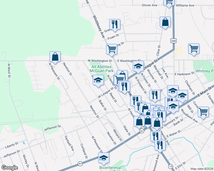 map of restaurants, bars, coffee shops, grocery stores, and more near 38 Reed Street in Norwalk
