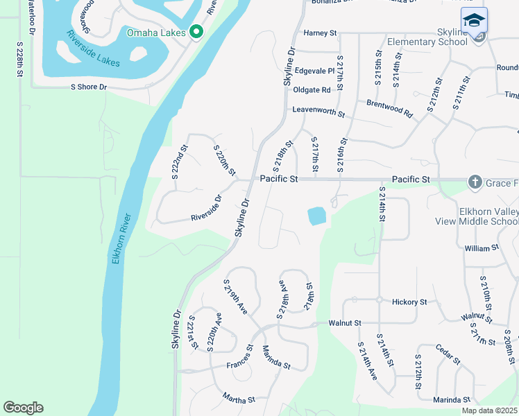 map of restaurants, bars, coffee shops, grocery stores, and more near 1306 South 218th Street in Omaha