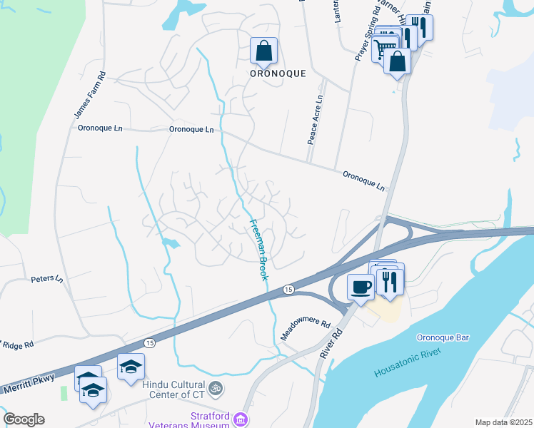 map of restaurants, bars, coffee shops, grocery stores, and more near 404a Montauk Lane in Stratford