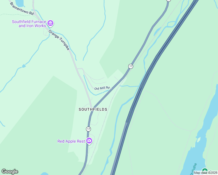 map of restaurants, bars, coffee shops, grocery stores, and more near 1068 New York 17 in Southfields
